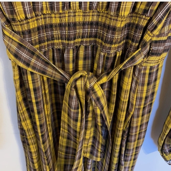 Anthropologie Yellow Plaid Long Sleeve Dress - Picture 9 of 9